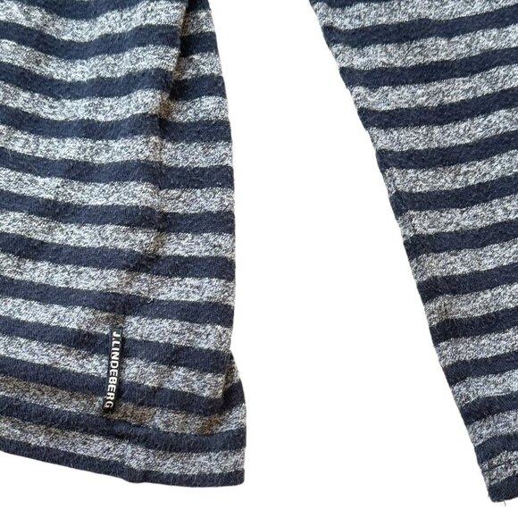 J. Lindeberg Women's Long Sleeve Tee Shirt V-Neck Navy and Grey Stripe Size L - Picture 3 of 9